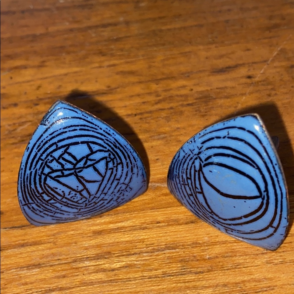 VTG handmade copper & enamel triangle cuff links